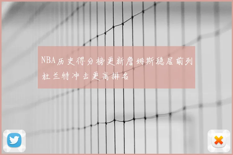 NBA历史得分榜更新詹姆斯稳居前列杜兰特冲击更高排名